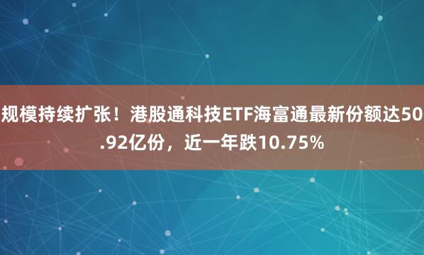 规模持续扩张！港股通科技ETF海富通最新份额达50.92亿份，近一年跌10.75%